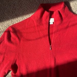 Red Cashmere Quarter Zip Sweater